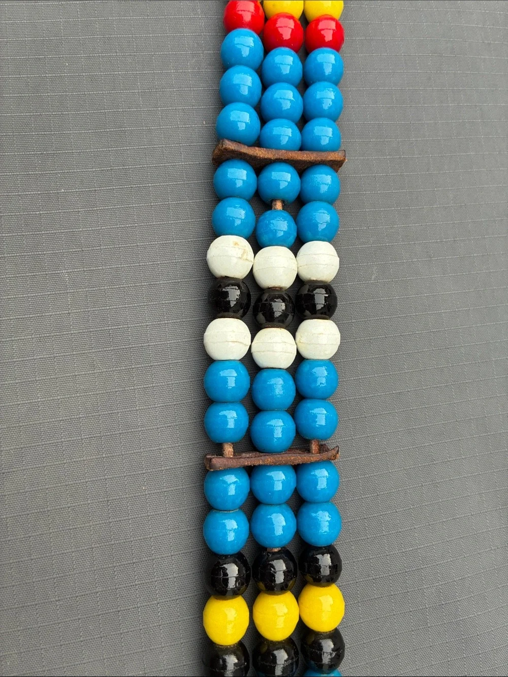 Vintage leather beaded belt. Source unknown. Nice handmade accessory